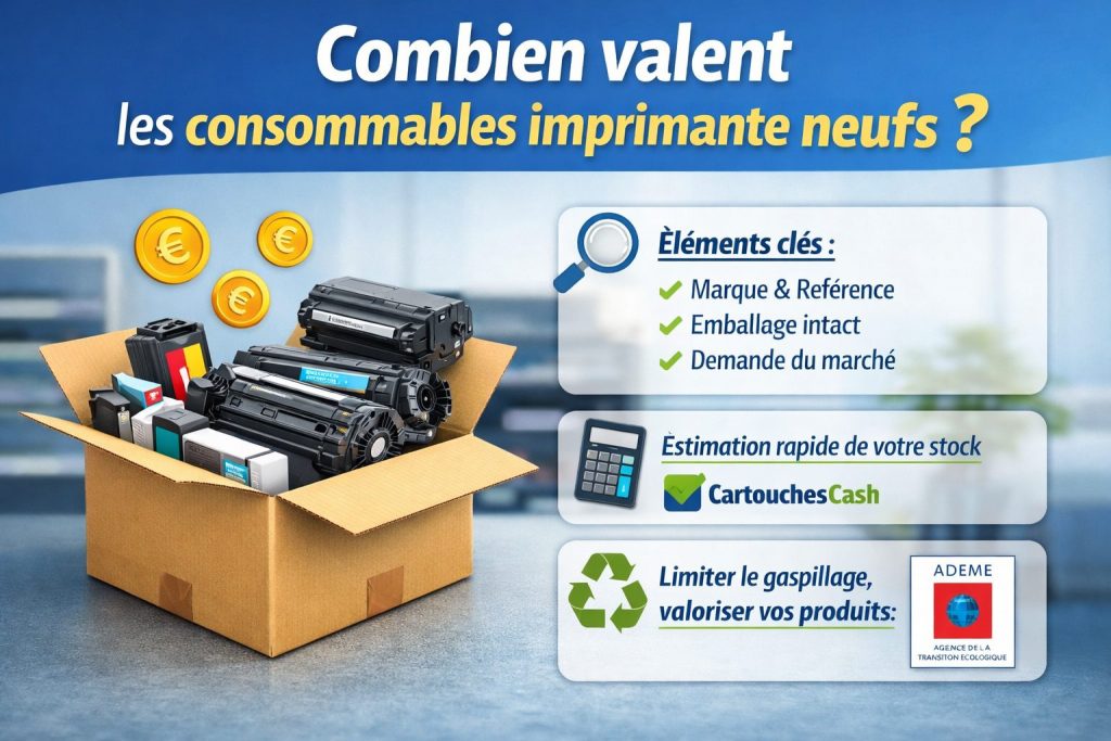 combien valent consommables imprimante neufs estimation valeur cartouches toners rachat consommables imprimante